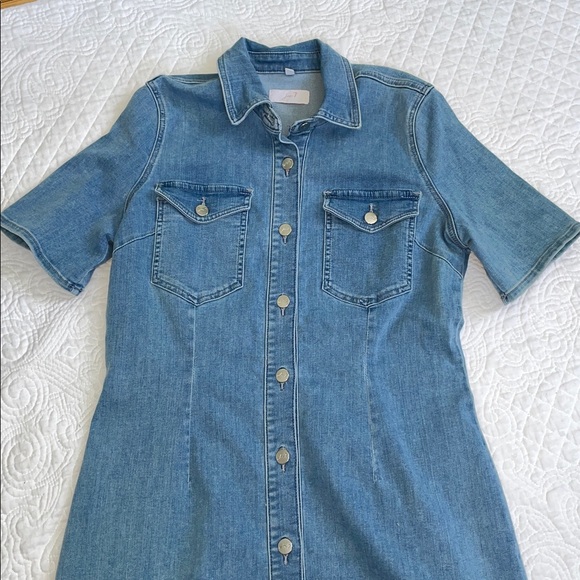 7 For All Mankind Dresses & Skirts - JEN7 by 7 For All Mankind Denim Shirt Dress | Large | Snap Front | Stretch Jean